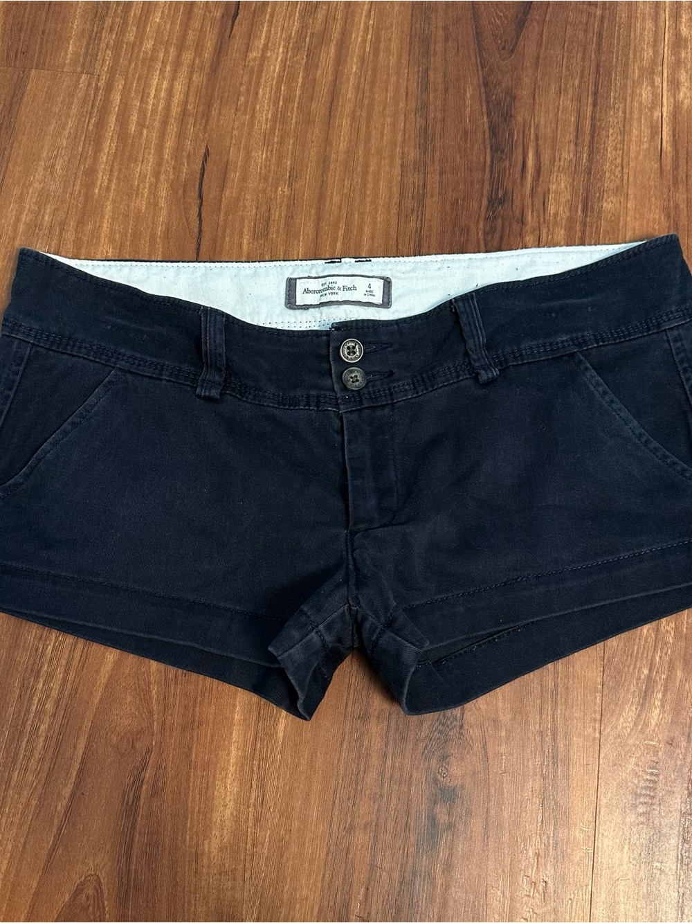 Abercrombie & Fitch Navy High-Waist Cotton Blend mini low waisted Shorts